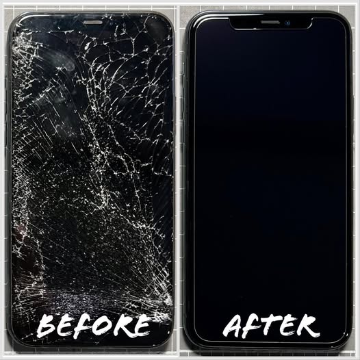 Broken vs repaired phone display